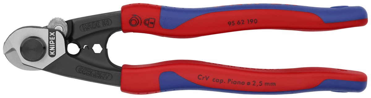 Kìm cắt cáp thép KNIPEX 95 62 190, dài 190mm