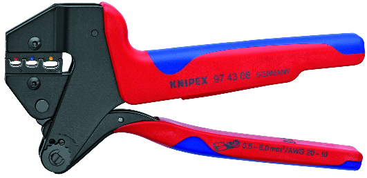 KNIPEX 97 43 06 Crimp System Pliers for exchangeable crimping dies 200 mm burnished with multi-component handles burnished