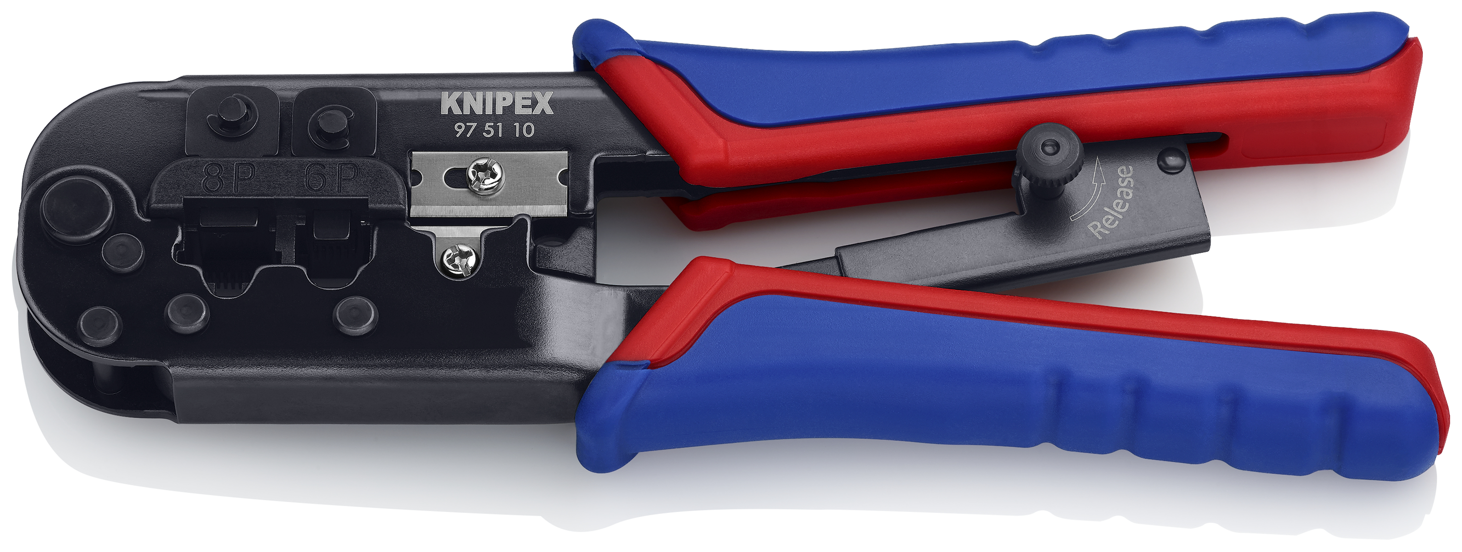 KNIPEX 97 51 10 SB Crimping Pliers for Western plugs 190 mm burnished with multi-component handles