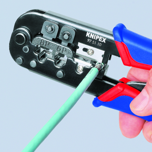 KNIPEX 97 51 10 SB Crimping Pliers for Western plugs 190 mm burnished with multi-component handles thumbnail 4