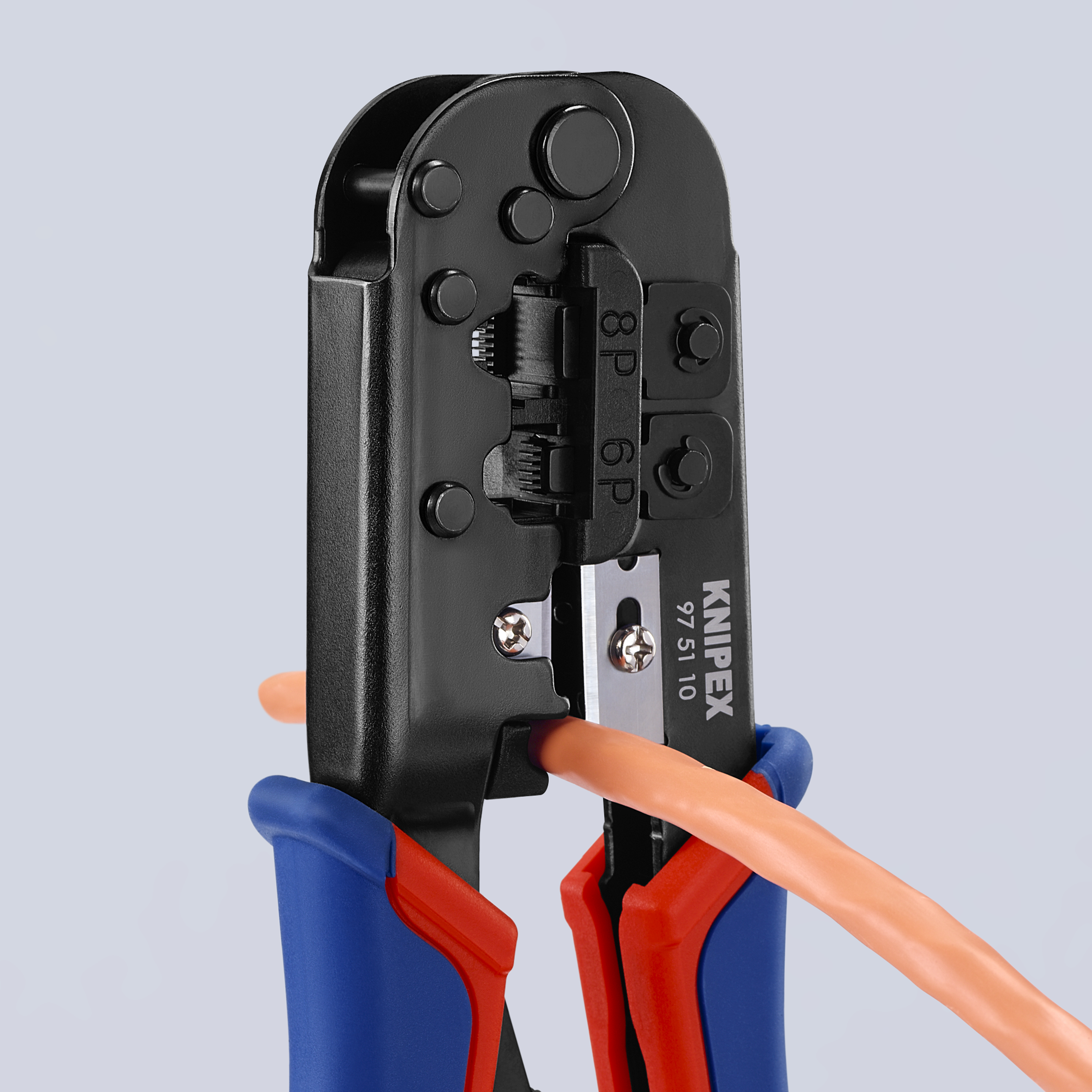 KNIPEX 97 51 10 SB Crimping Pliers for Western plugs 190 mm burnished with multi-component handles thumbnail 6