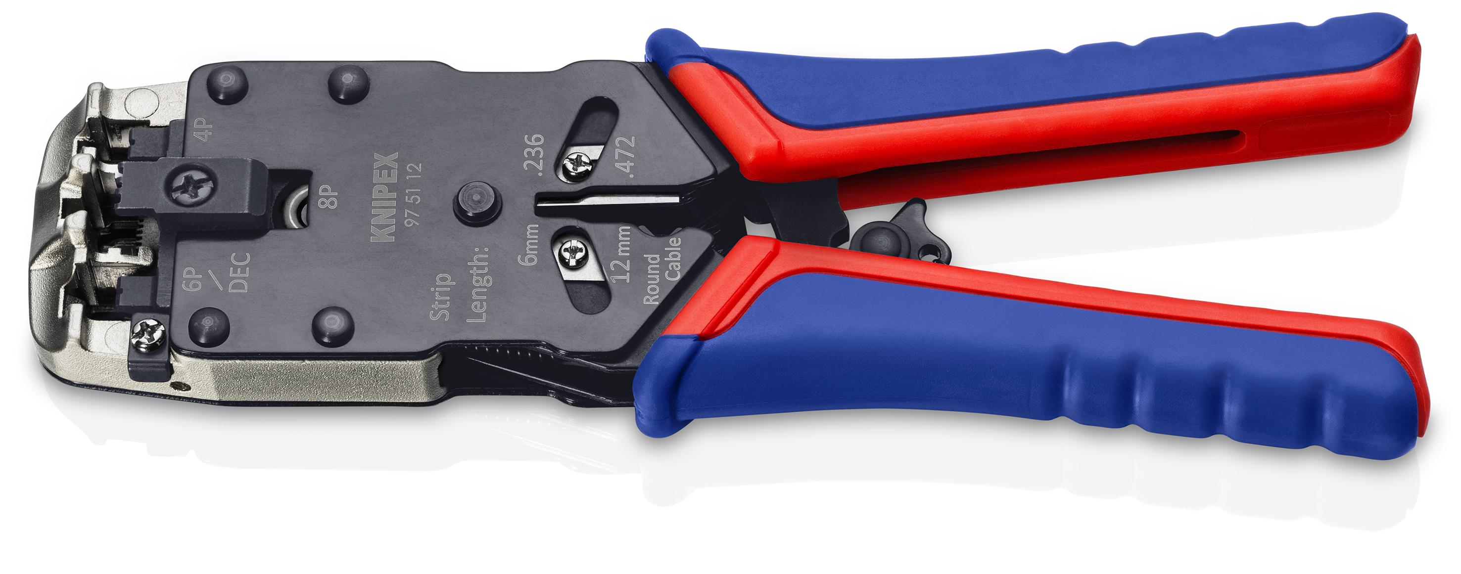 KNIPEX 97 51 12 SB Crimping Pliers for Western plugs 200 mm burnished with multi-component handles