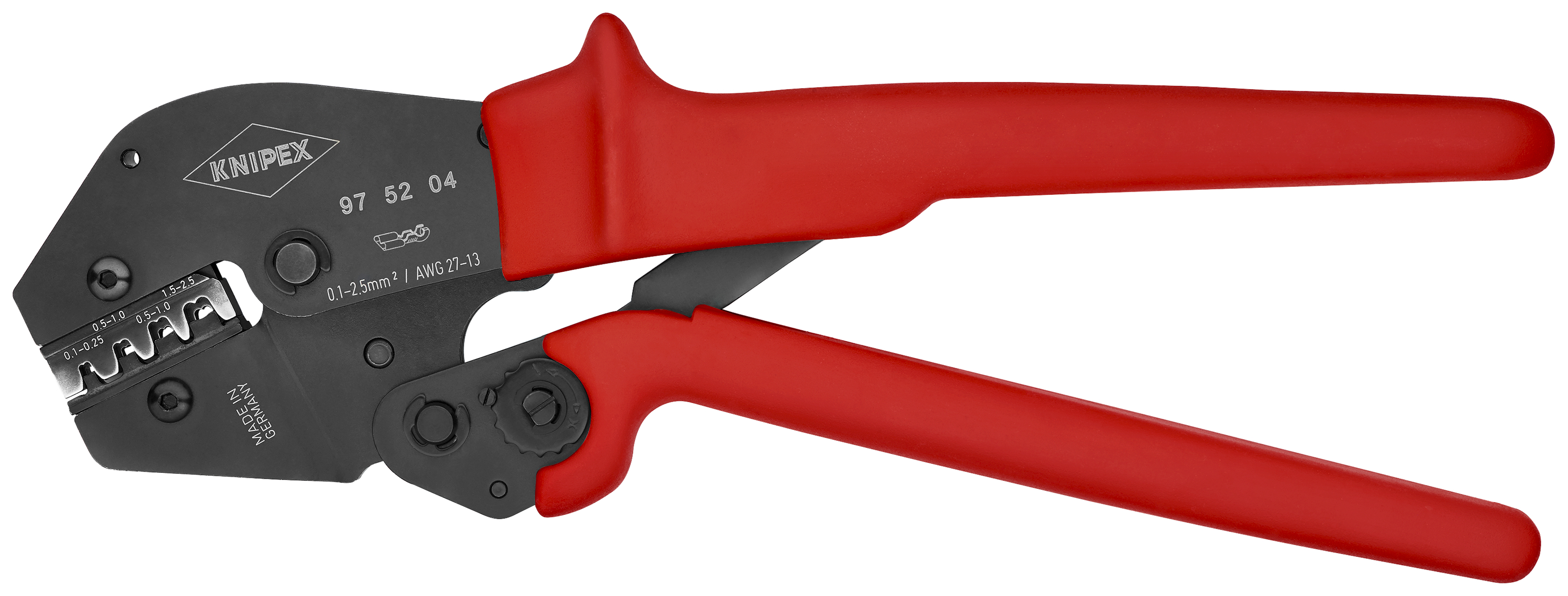 KNIPEX 97 52 04 Crimping Pliers for two-hand operation 250 mm burnished with non-slip plastic grips burnished