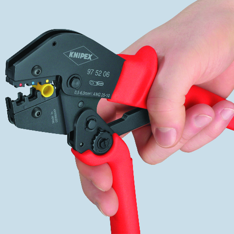 KNIPEX 97 52 05 Crimping Pliers for two-hand operation 250 mm burnished with non-slip plastic grips burnished thumbnail 3