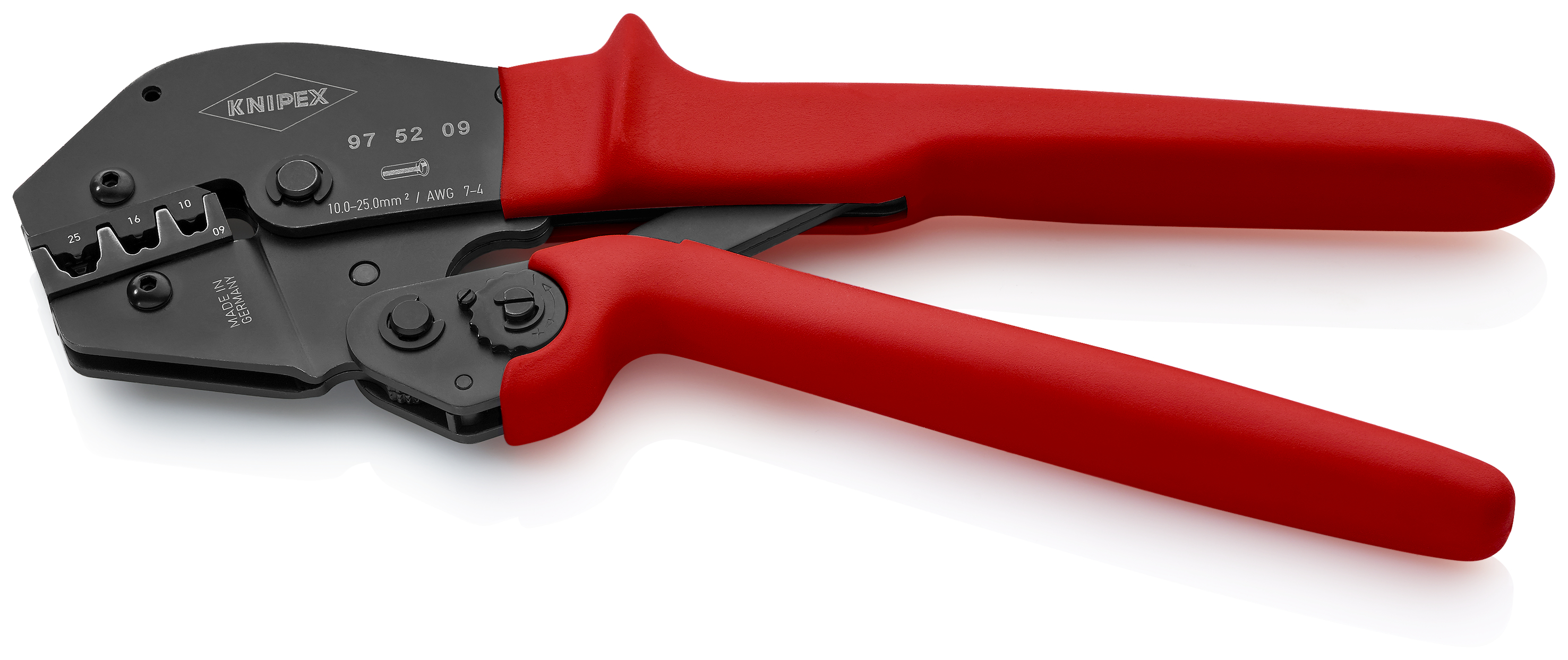 KNIPEX 97 52 09 Crimping Pliers for two-hand operation 250 mm burnished with non-slip plastic grips burnished thumbnail 3