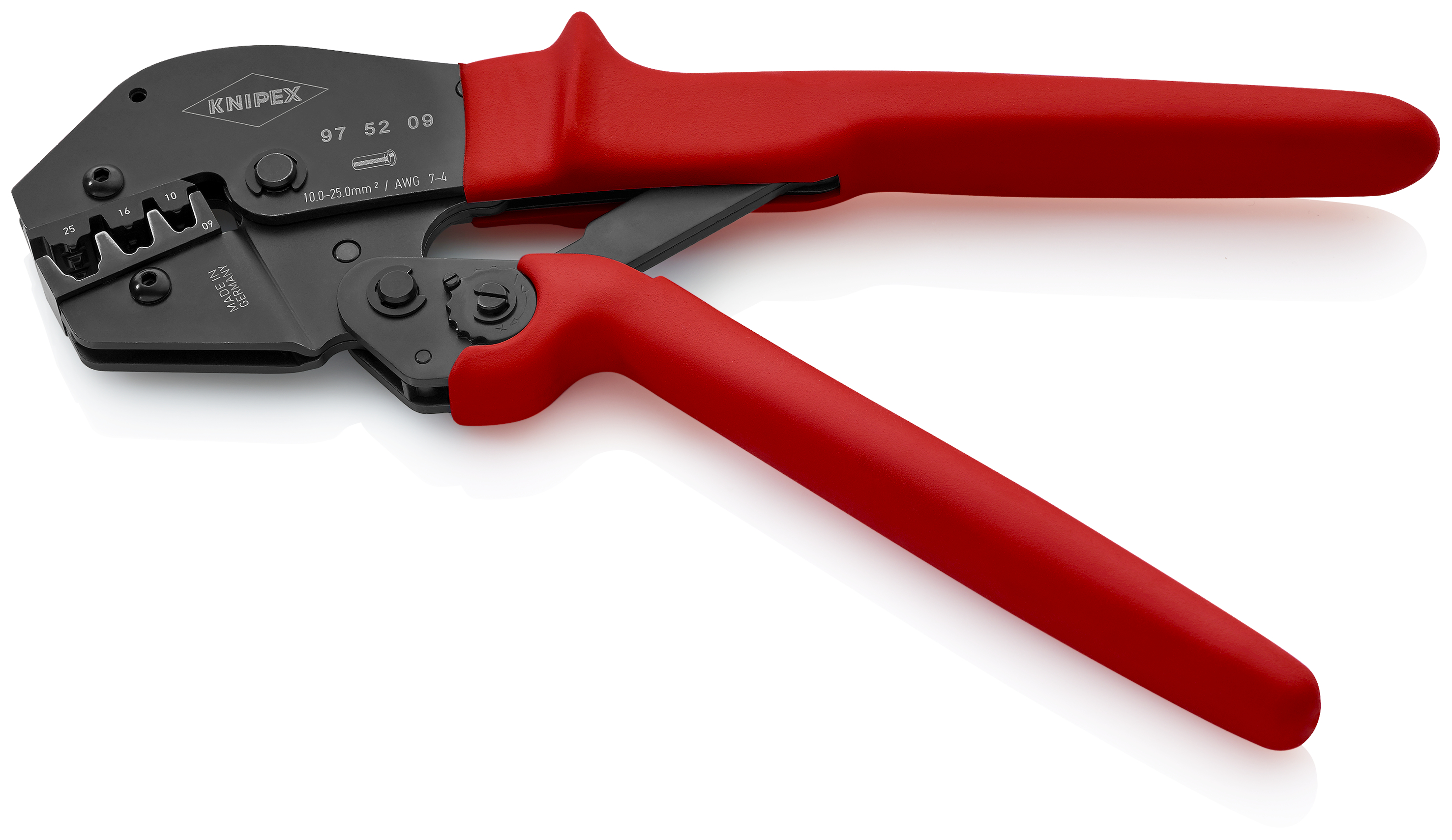KNIPEX 97 52 09 Crimping Pliers for two-hand operation 250 mm burnished with non-slip plastic grips burnished thumbnail 2