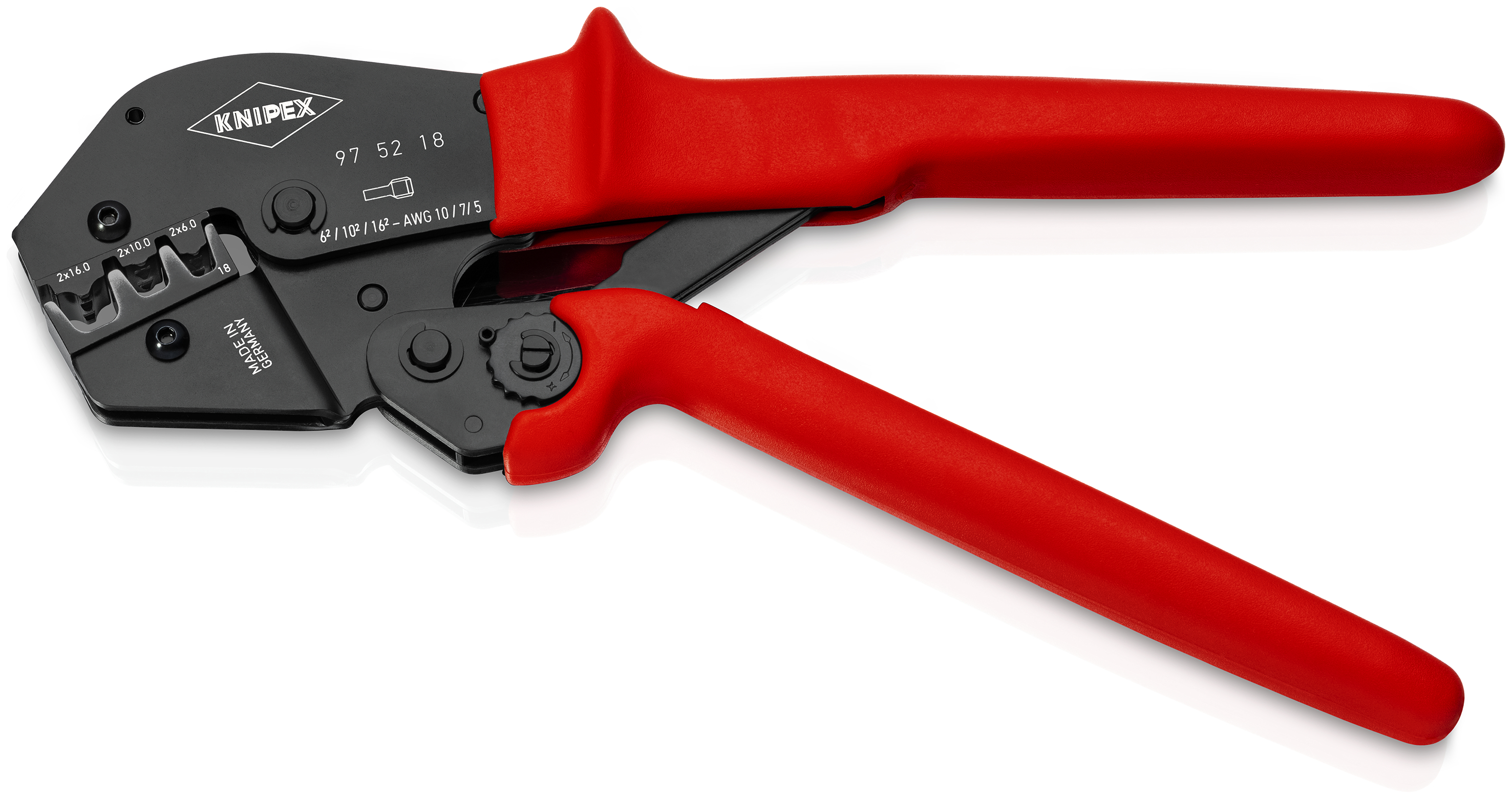 KNIPEX 97 52 18 Crimping Pliers for two-hand operation 250 mm burnished with non-slip plastic coating burnished thumbnail 2