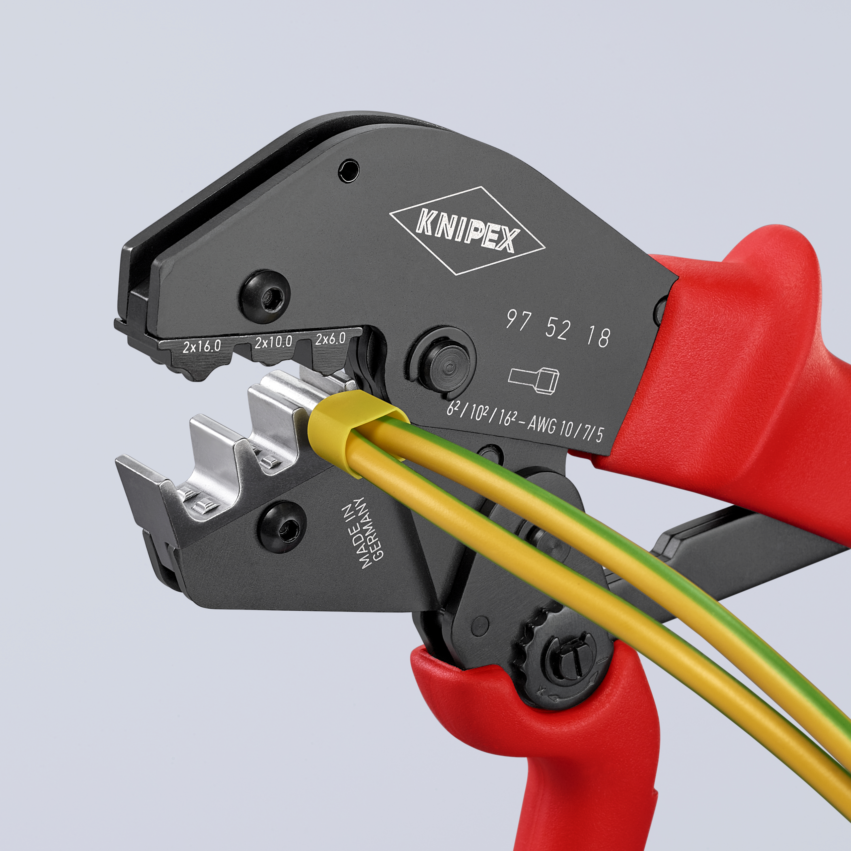 KNIPEX 97 52 18 Crimping Pliers for two-hand operation 250 mm burnished with non-slip plastic coating burnished thumbnail 3