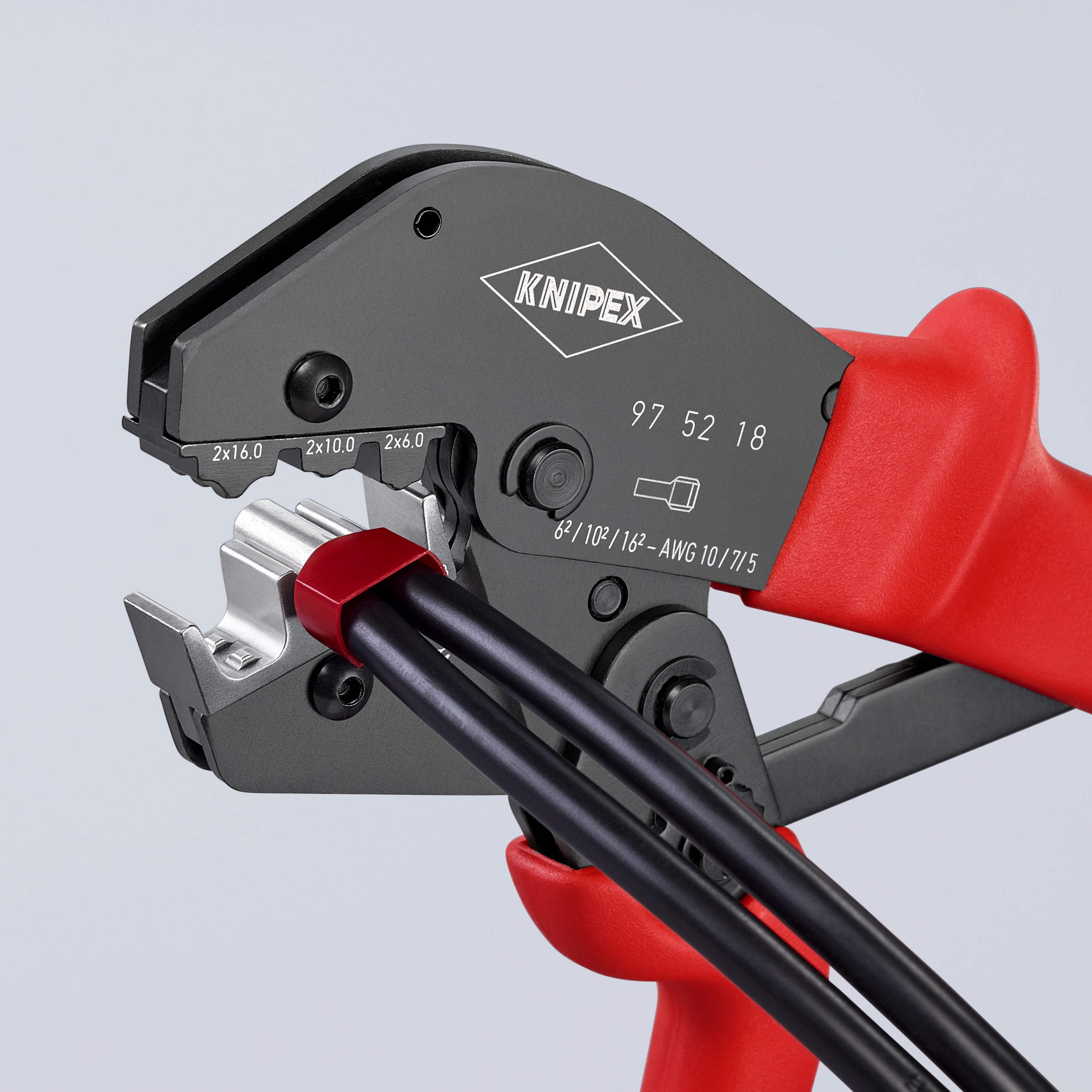 KNIPEX 97 52 18 Crimping Pliers for two-hand operation 250 mm burnished with non-slip plastic coating burnished thumbnail 6