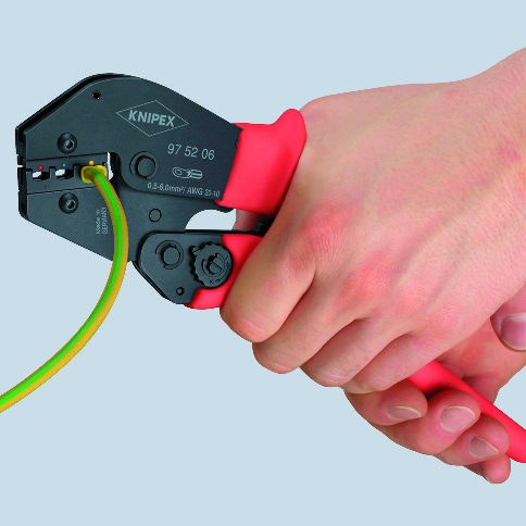 KNIPEX 97 52 19 Crimping Pliers for two-hand operation 250 mm burnished with non-slip plastic grips burnished thumbnail 5