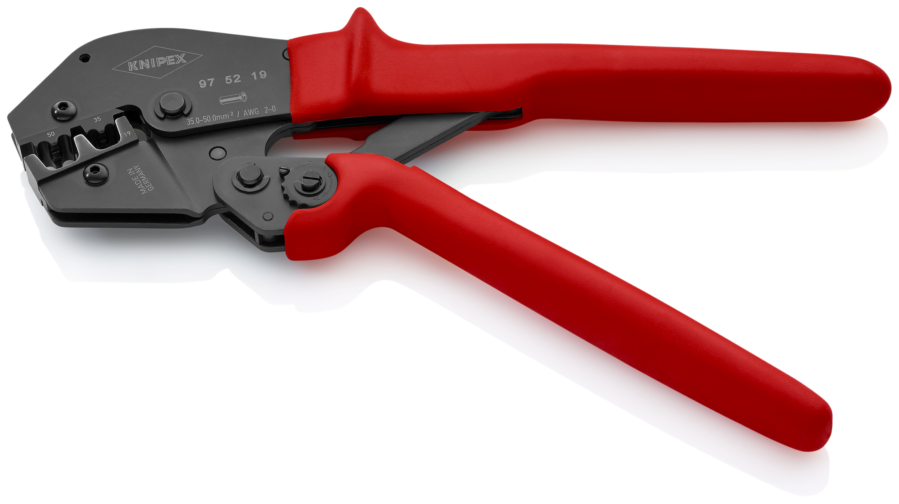 KNIPEX 97 52 19 Crimping Pliers for two-hand operation 250 mm burnished with non-slip plastic grips burnished thumbnail 2