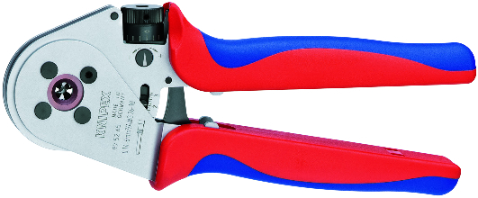 KNIPEX 97 52 65 A Four-Mandrel Crimping Pliers for turned contacts 230 mm chrome-plated with multi-component handles chrome-plated