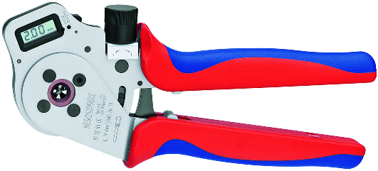 KNIPEX 97 52 65 DG A Four-Mandrel Crimping Pliers for turned contacts 240 mm chrome-plated with multi-component handles chrome-plated