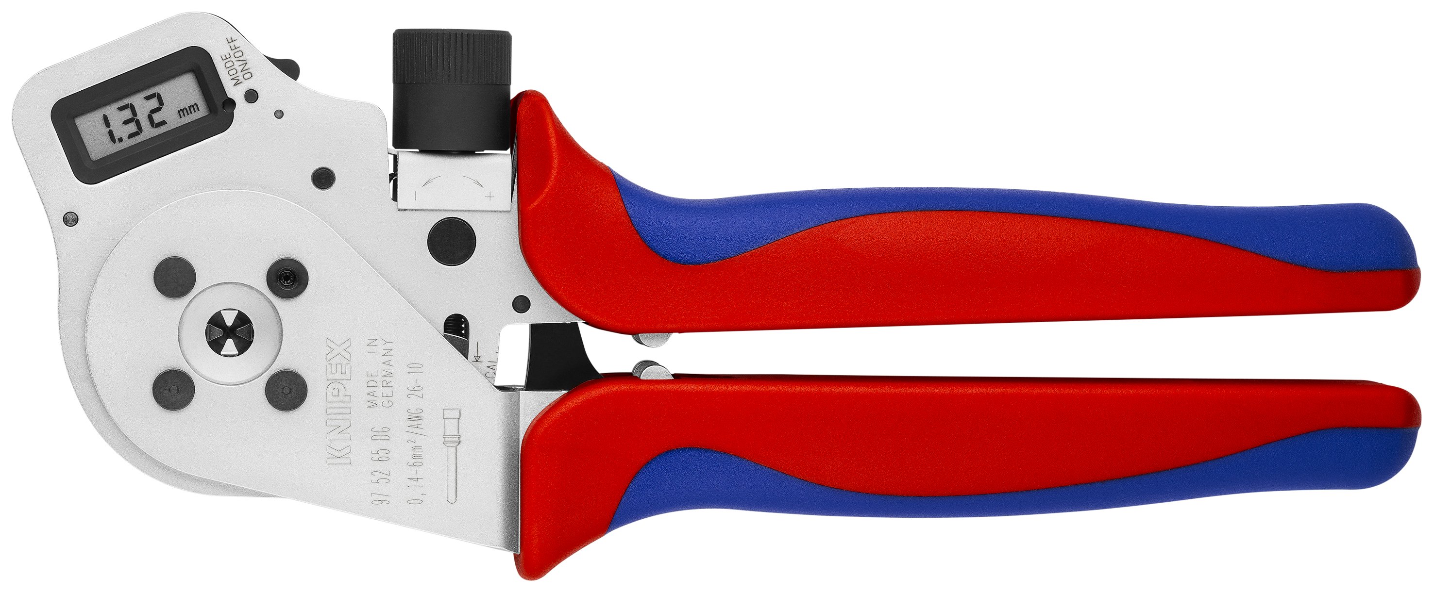 KNIPEX 97 52 65 DG Four-Mandrel Crimping Pliers for turned contacts 240 mm chrome-plated with multi-component handles chrome-plated