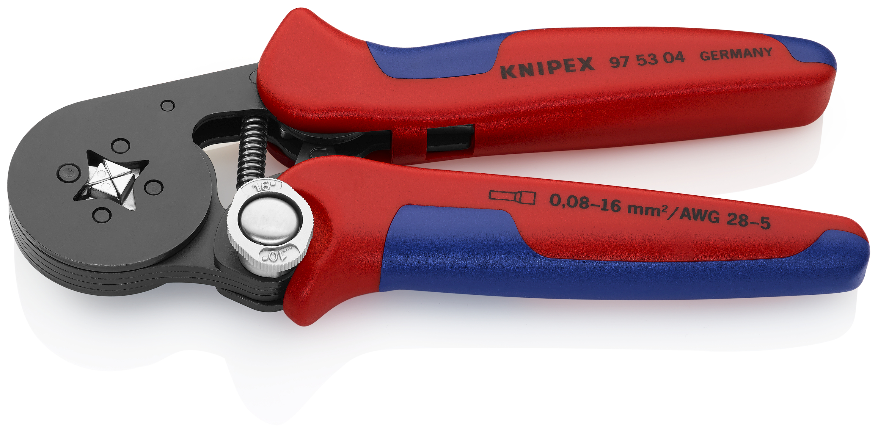 KNIPEX 97 53 04 SB Self-Adjusting Crimping Pliers for wire ferrules with lateral access 180 mm burnished with multi-component handles