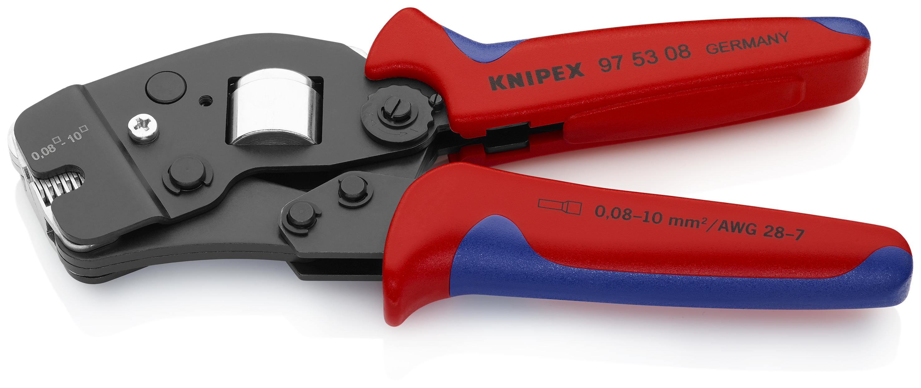 KNIPEX 97 53 08 SB Self-Adjusting Crimping Pliers for wire ferrules with front loading 190 mm burnished with multi-component handles
