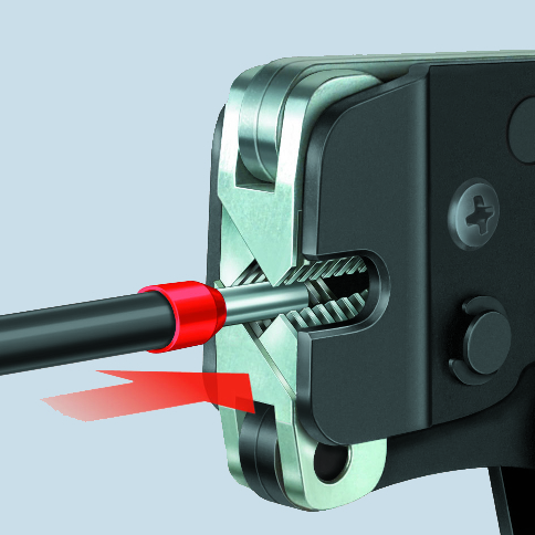 KNIPEX 97 53 09 SB Self-Adjusting Crimping Pliers for wire ferrules with front loading 190 mm burnished with multi-component handles thumbnail 5