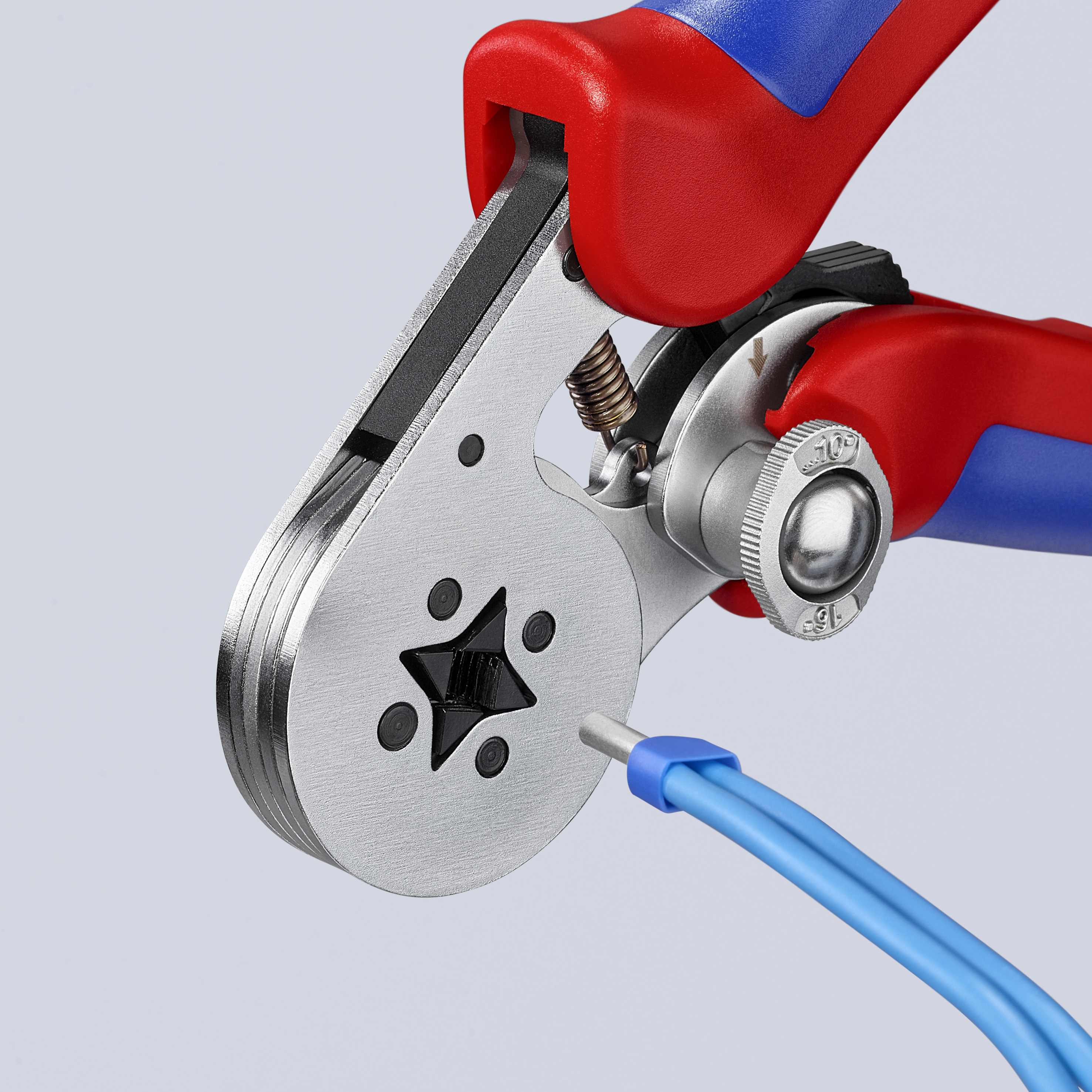 KNIPEX 97 55 04 SB Self-Adjusting Crimping Pliers for wire ferrules with lateral access 180 mm chrome-plated with multi-component handles chrome-plated thumbnail 5