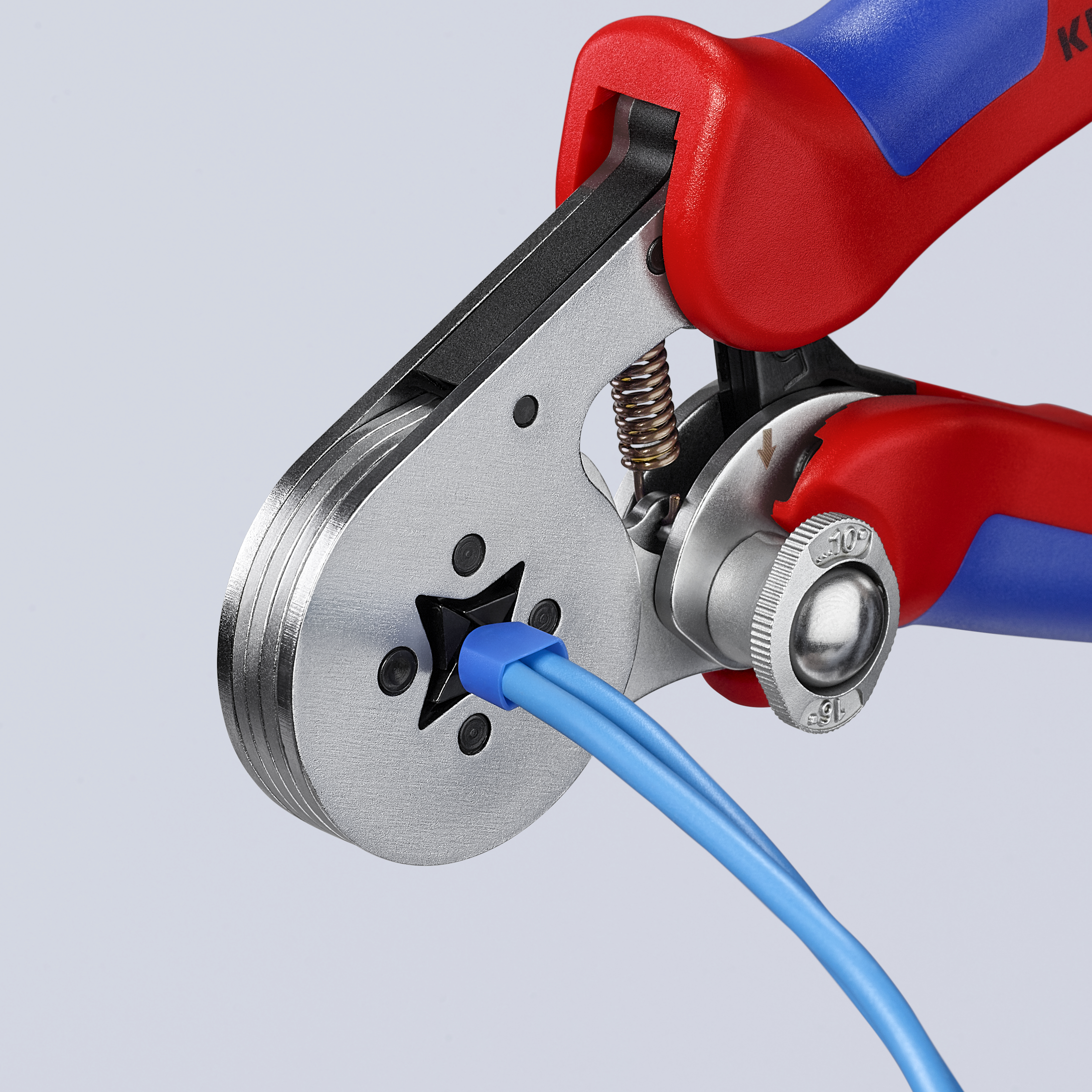 KNIPEX 97 55 04 SB Self-Adjusting Crimping Pliers for wire ferrules with lateral access 180 mm chrome-plated with multi-component handles chrome-plated thumbnail 6