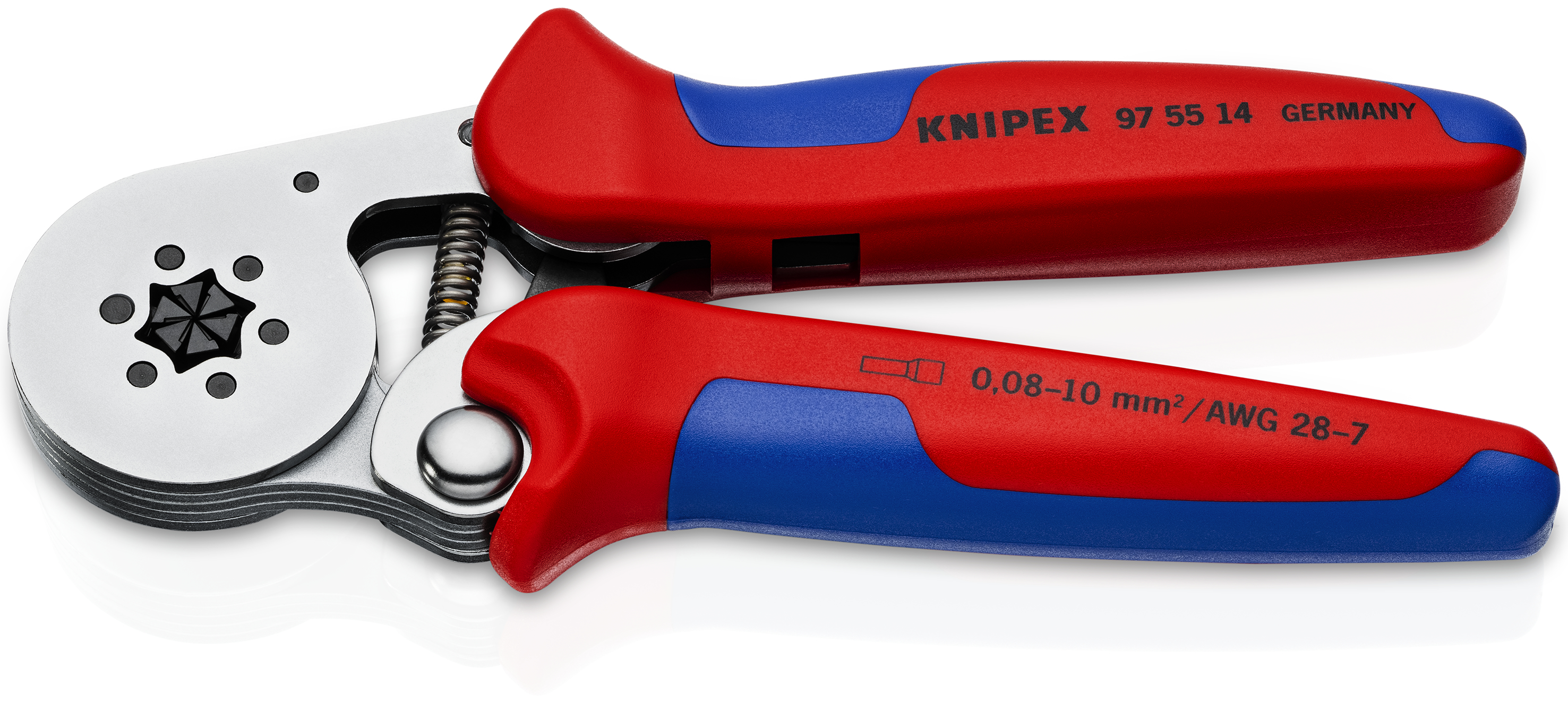 KNIPEX 97 55 14 SB Self-Adjusting Crimping Pliers for wire ferrules with lateral access 180 mm chrome-plated with multi-component handles chrome-plated
