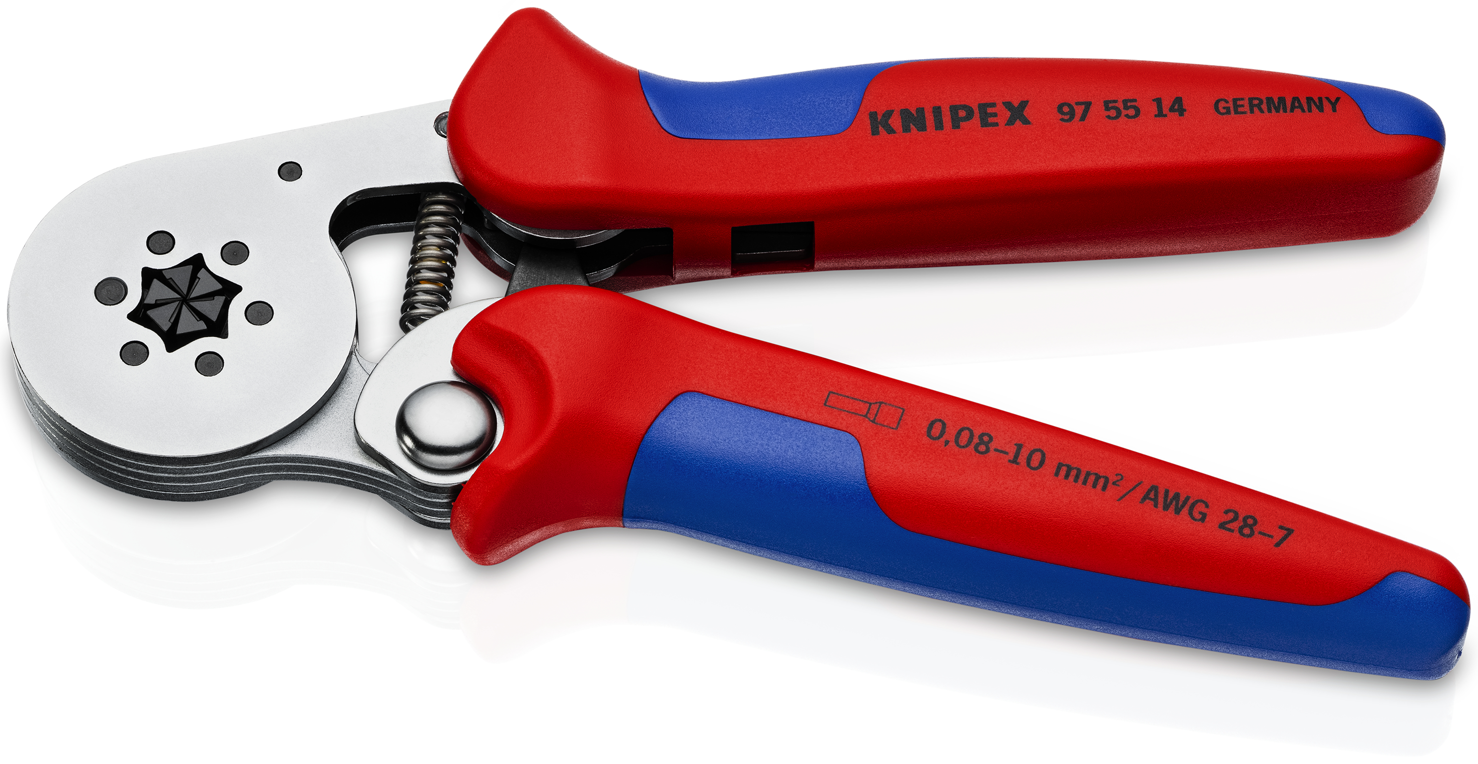 KNIPEX 97 55 14 SB Self-Adjusting Crimping Pliers for wire ferrules with lateral access 180 mm chrome-plated with multi-component handles chrome-plated thumbnail 2