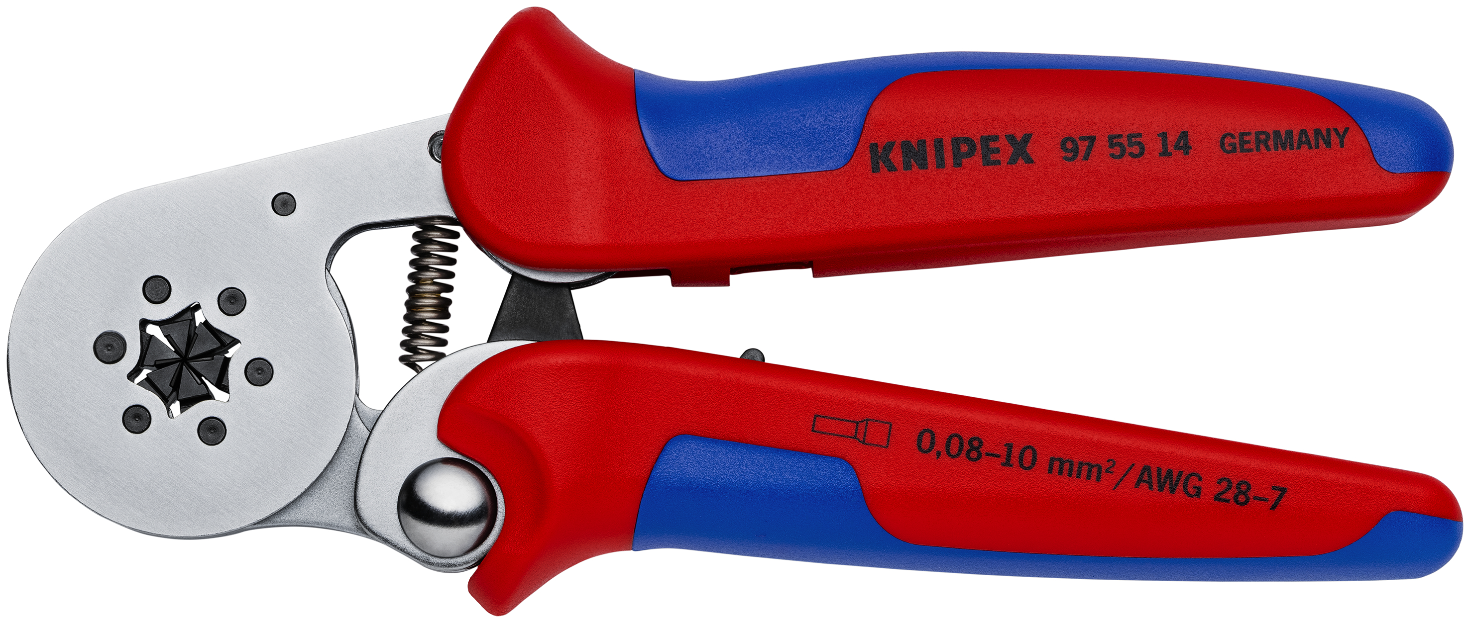 KNIPEX 97 55 14 SB Self-Adjusting Crimping Pliers for wire ferrules with lateral access 180 mm chrome-plated with multi-component handles chrome-plated thumbnail 3