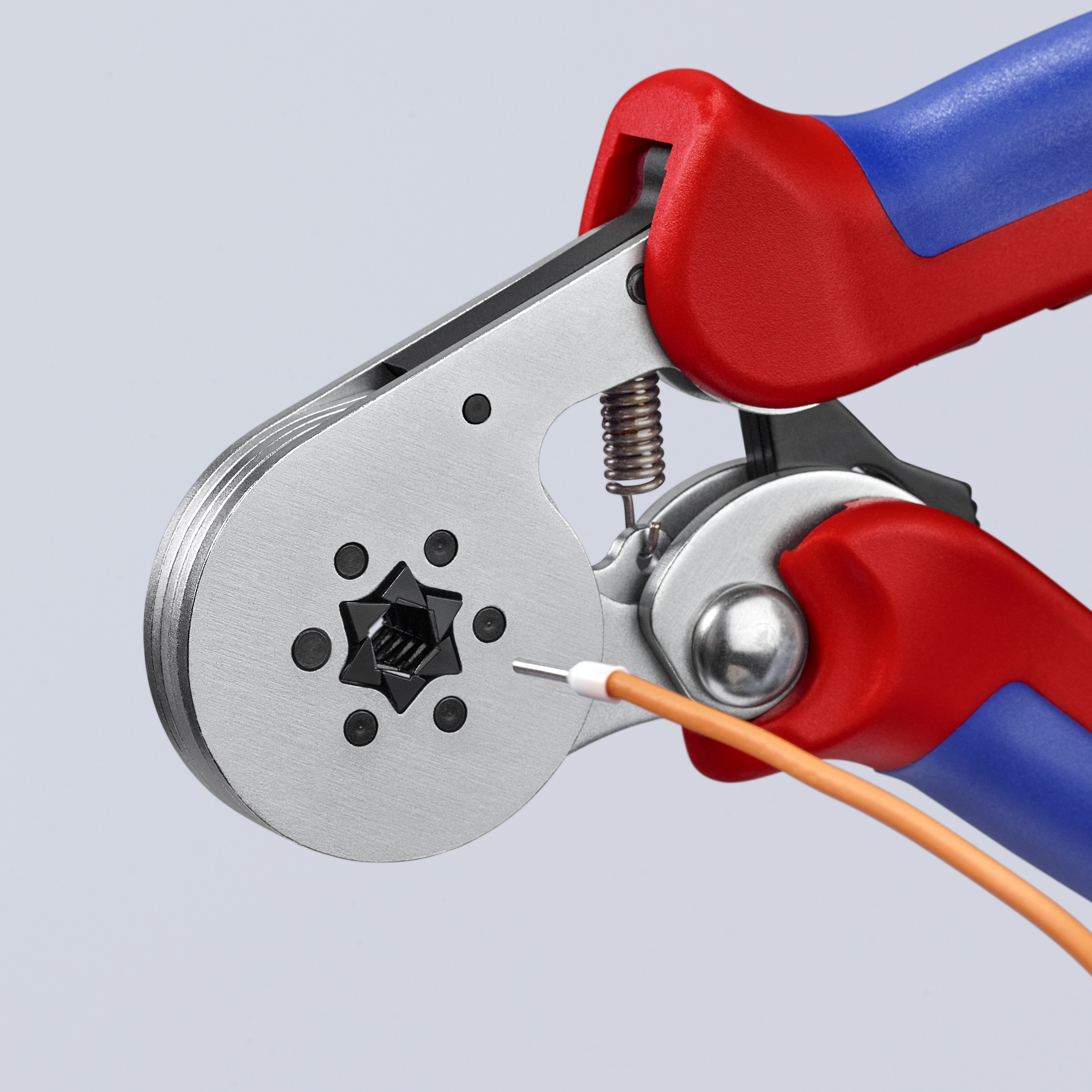 KNIPEX 97 55 14 SB Self-Adjusting Crimping Pliers for wire ferrules with lateral access 180 mm chrome-plated with multi-component handles chrome-plated thumbnail 5