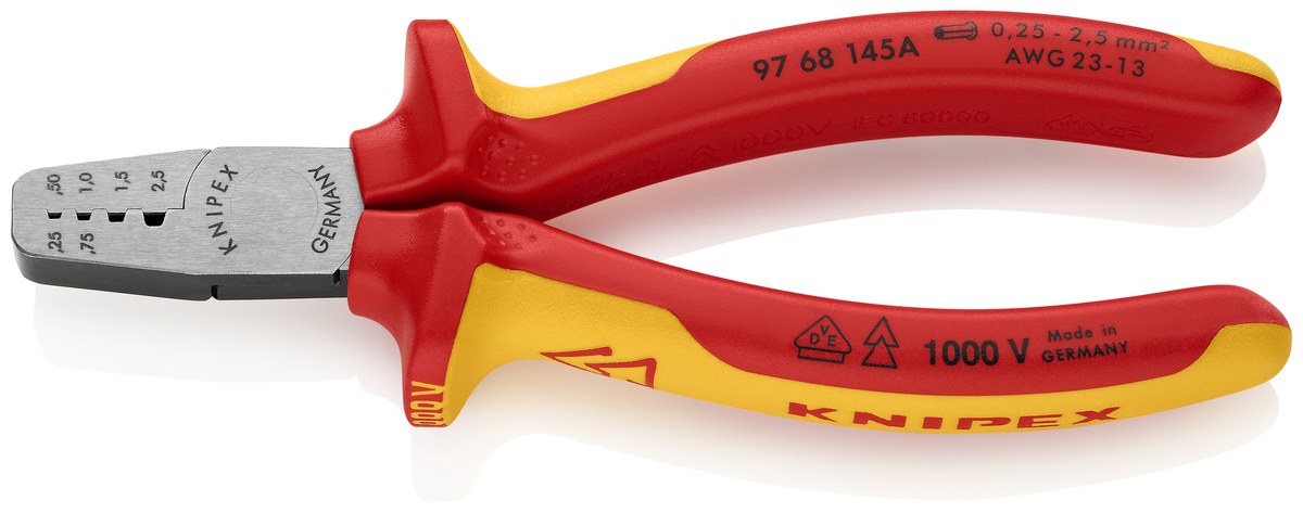 Kìm bấm cos thân ngắn KNIPEX 97 68 145 A, dài 145mm
