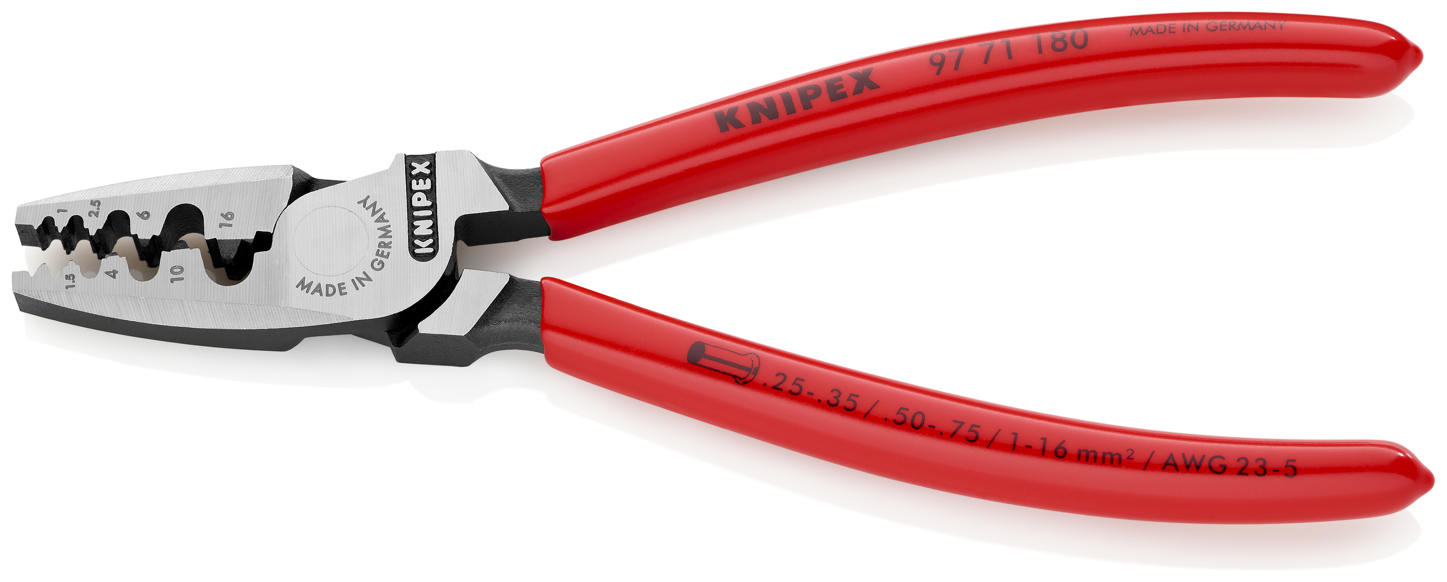 KNIPEX 97 71 180 SB Crimping Pliers for wire ferrules 180 mm with plastic coating polished thumbnail 2