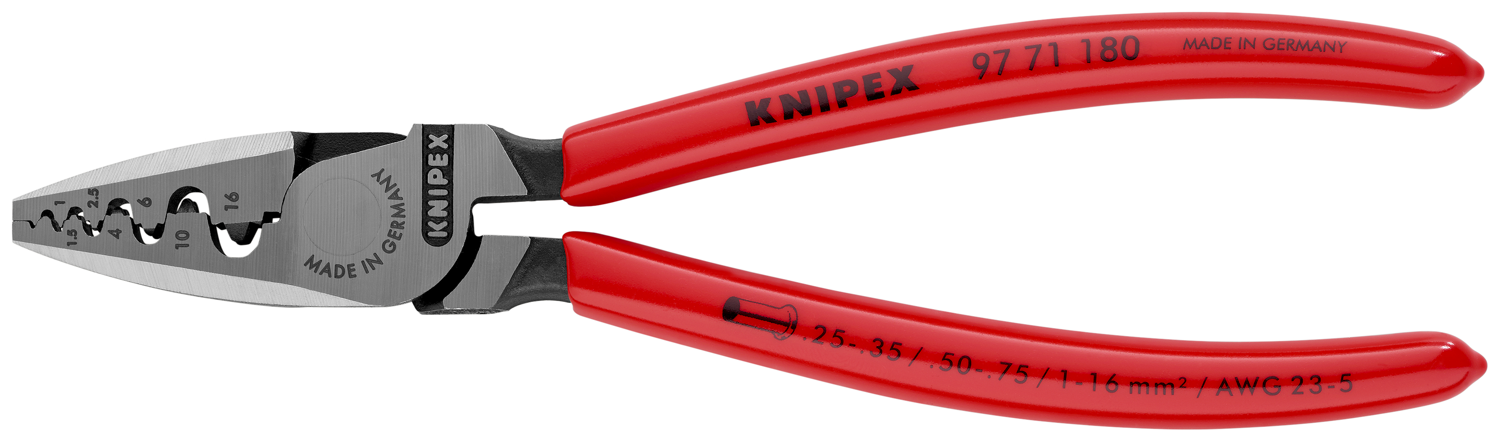 KNIPEX 97 71 180 SB Crimping Pliers for wire ferrules 180 mm with plastic coating polished thumbnail 5