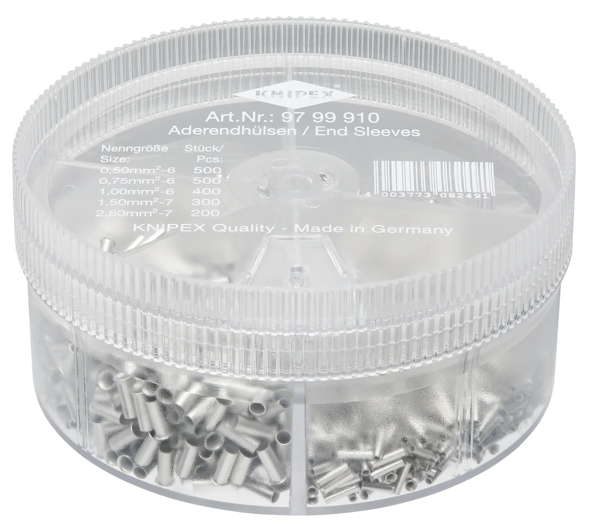 KNIPEX 97 99 910 Assortment boxes with 1900 non-insulated wire ferrules 5 x wire ferrule sets thumbnail 2