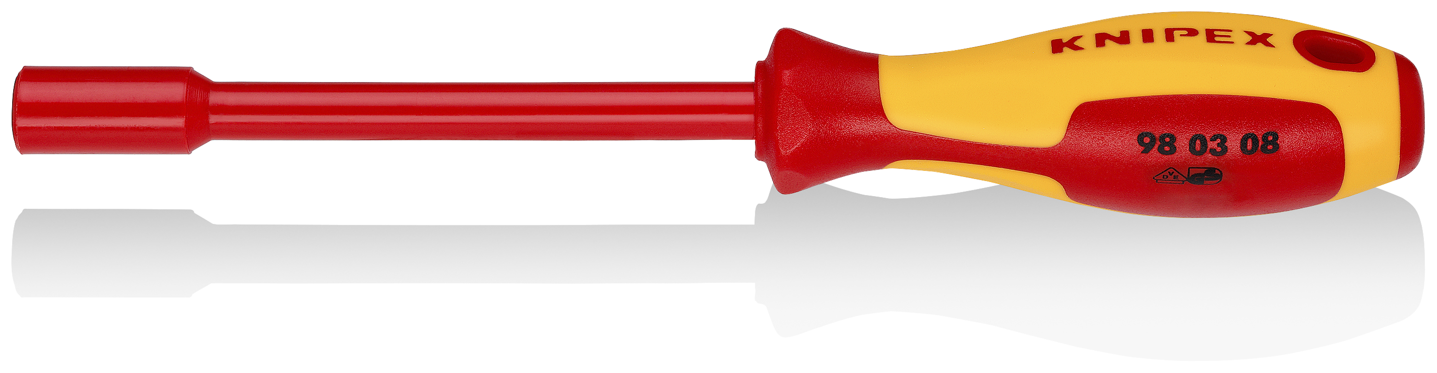 KNIPEX 98 03 08 Nut Driver with screwdriver handle 237 mm burnished insulated with multi-component grips, VDE-tested