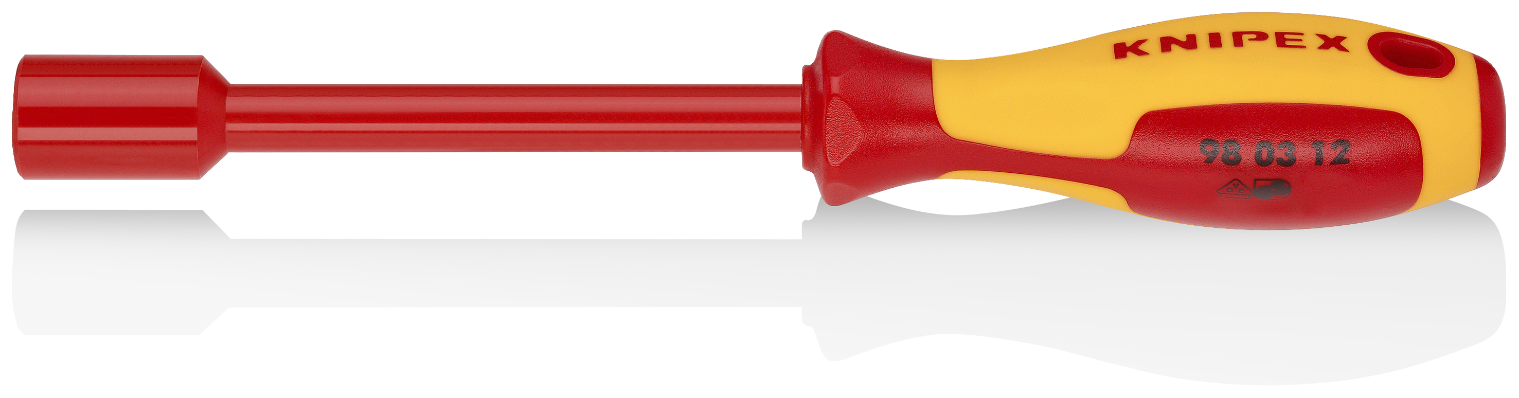 KNIPEX 98 03 12 Nut Driver with screwdriver handle 237 mm burnished insulated with multi-component grips, VDE-tested