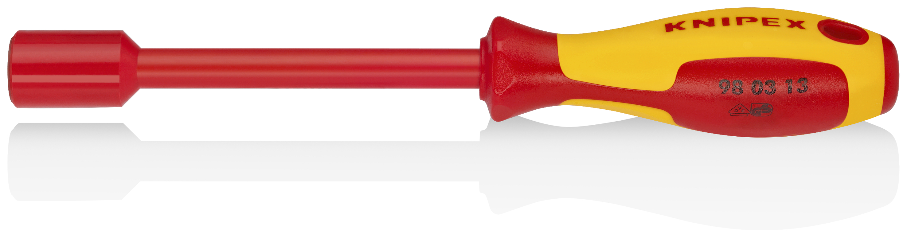 KNIPEX 98 03 13 Nut Driver with screwdriver handle 237 mm burnished insulated with multi-component grips, VDE-tested