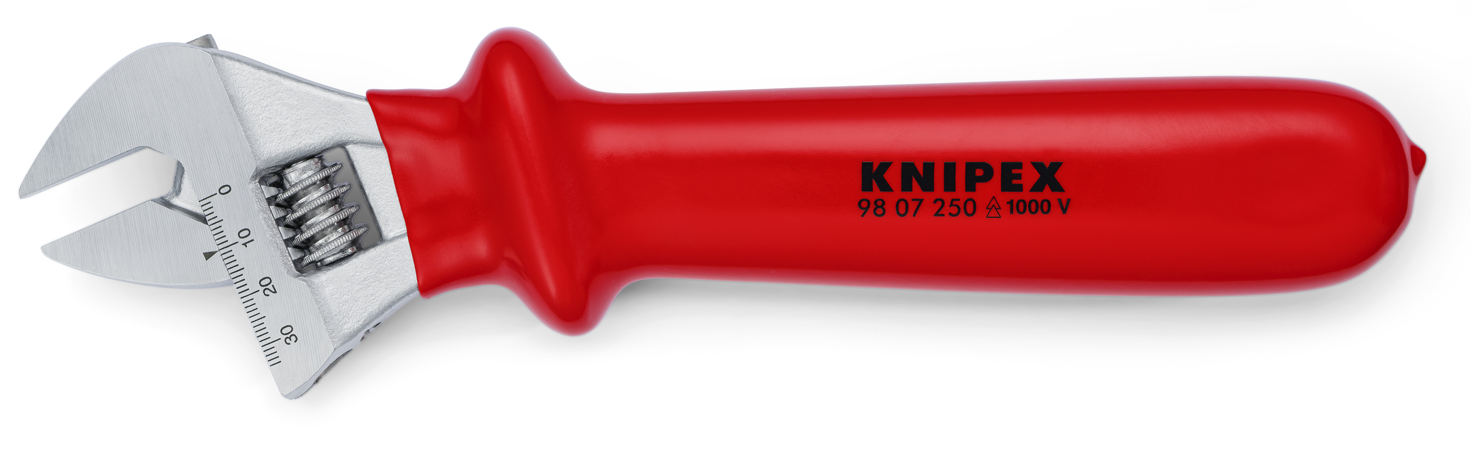 KNIPEX 98 07 250 Adjustable Wrench 260 mm chrome-plated with dipped insulation