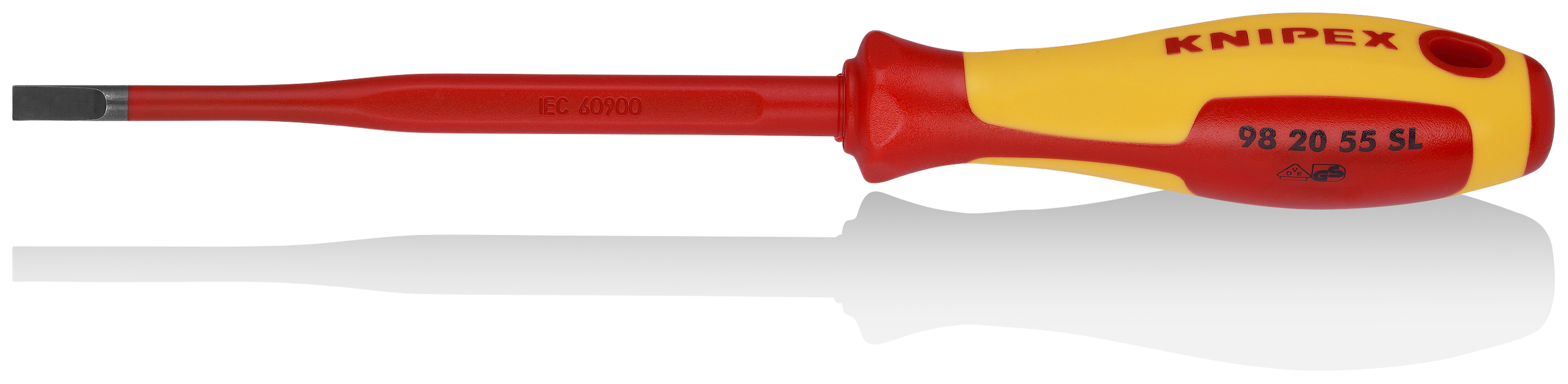 KNIPEX 98 20 55 SL Screwdriver (Slim) for slotted screws 232 mm burnished insulating multi-component handle, VDE-tested
