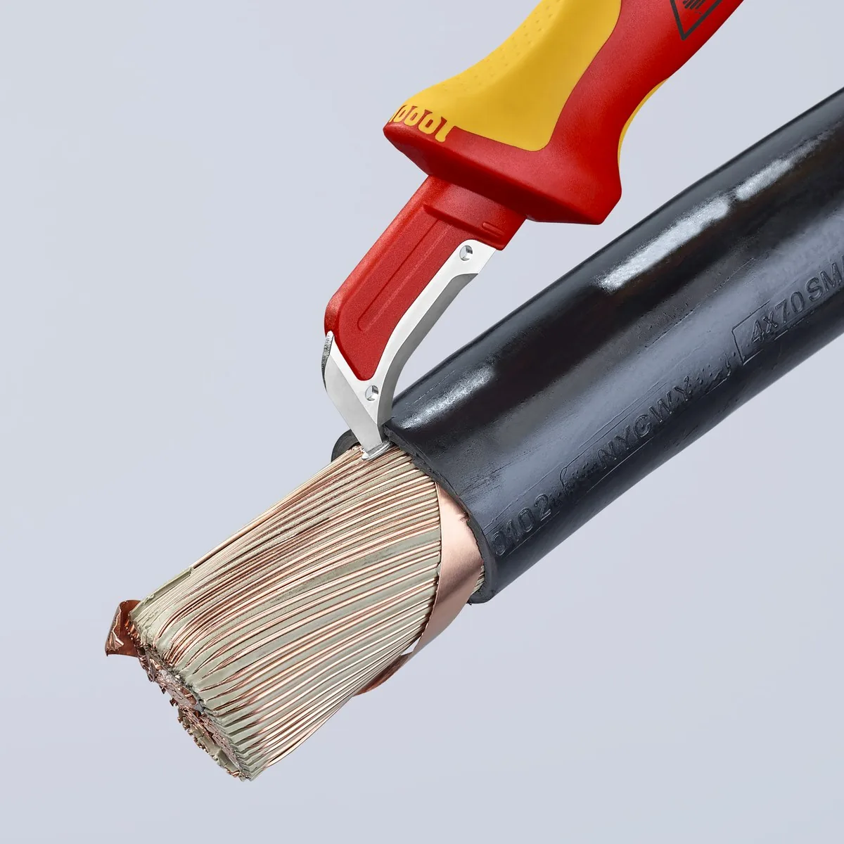 Dao rọc cáp Knipex 98 55, cách điện chuẩn VDE, móc cong có gờ dẫn hướng thumbnail 5