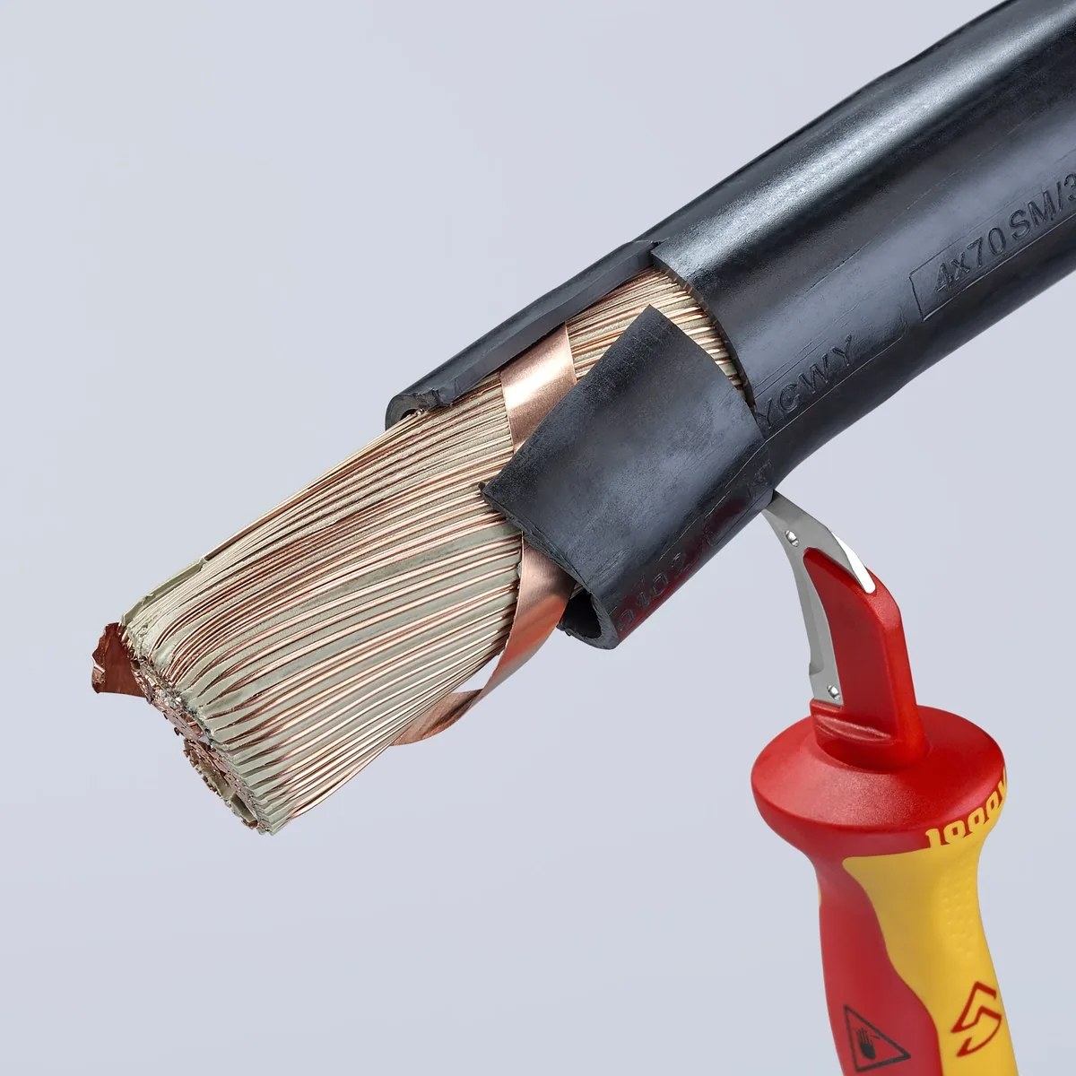 Dao rọc cáp Knipex 98 55, cách điện chuẩn VDE, móc cong có gờ dẫn hướng thumbnail 4
