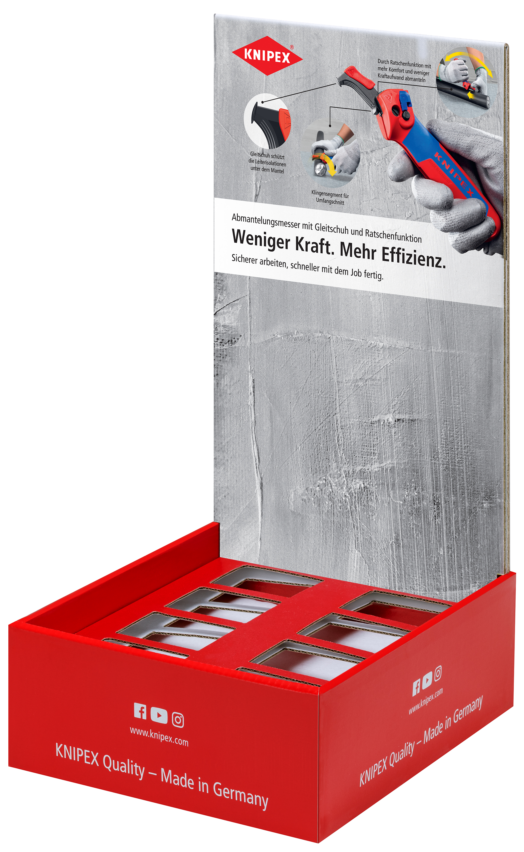 KNIPEX 00 18 01 V50 LE Counter display Stripping Knife empty For 8 stripping knives 16 50 145 SB Secondary placement for stripping knife 200 mm