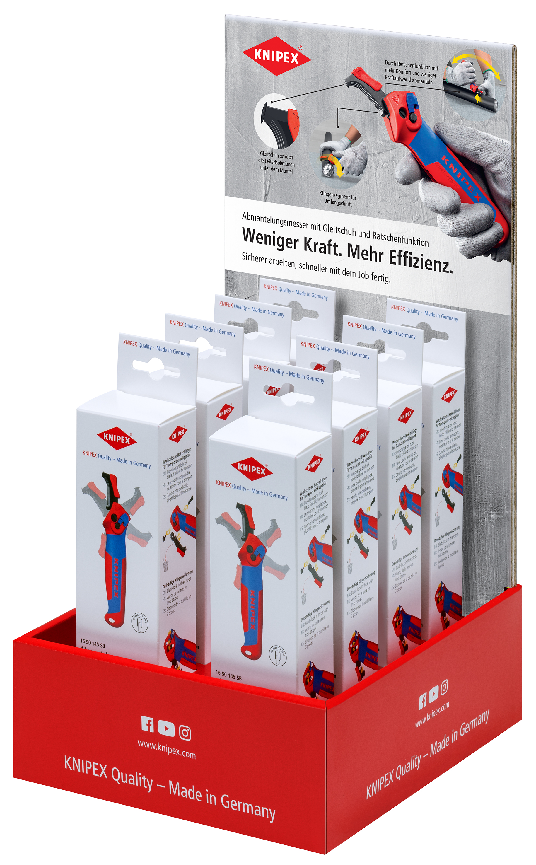 KNIPEX 00 18 01 V50 LE Counter display Stripping Knife empty For 8 stripping knives 16 50 145 SB Secondary placement for stripping knife 200 mm thumbnail 3