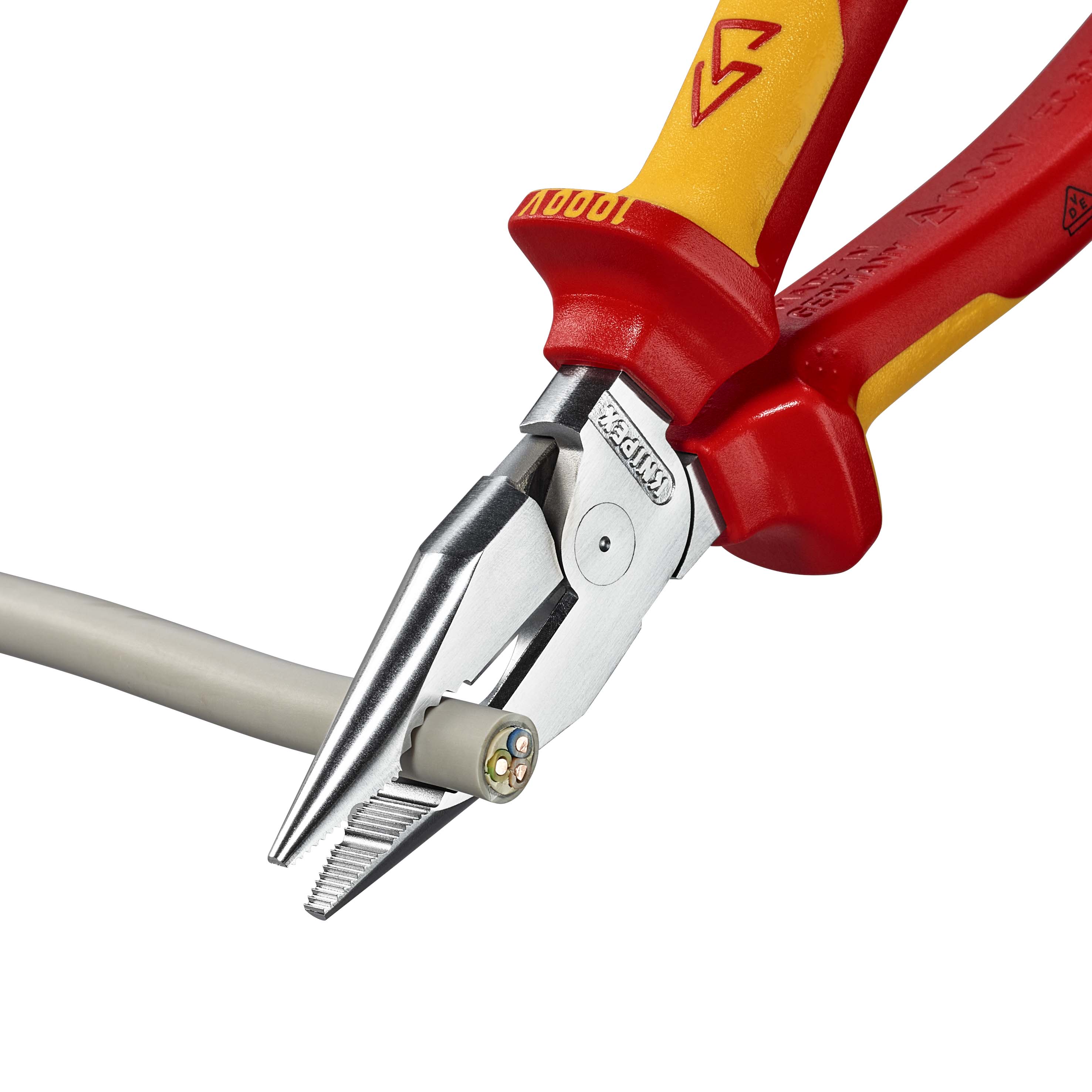 KNIPEX 08 26 185 Needle-Nose Combination Pliers 185 mm chrome-plated insulated with multi-component grips, VDE-tested polished thumbnail 6