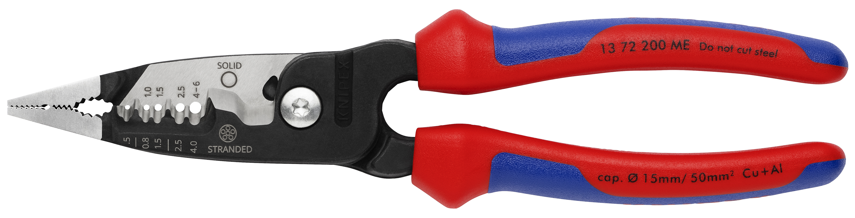 KNIPEX 13 72 200 ME SB WireStripper metric version 200 mm black atramentized with comfort handles polished thumbnail 3