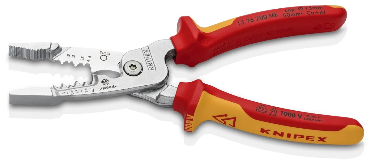 KNIPEX 13 76 200 ME WireStripper metric version 200 mm chrome-plated insulated with multi-component grips, VDE-tested chrome-plated thumbnail 8
