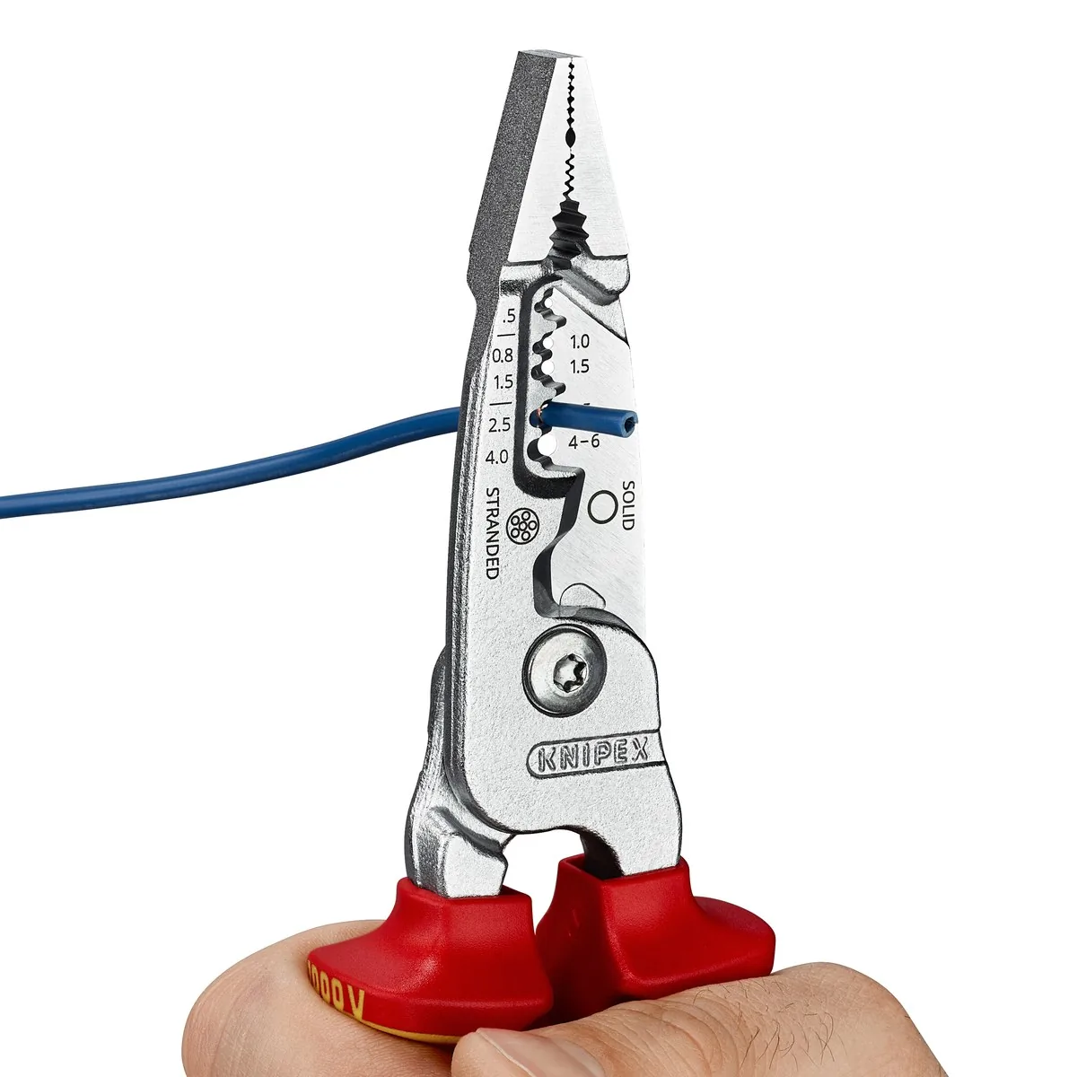 KNIPEX 13 76 200 ME WireStripper metric version 200 mm chrome-plated insulated with multi-component grips, VDE-tested chrome-plated thumbnail 7
