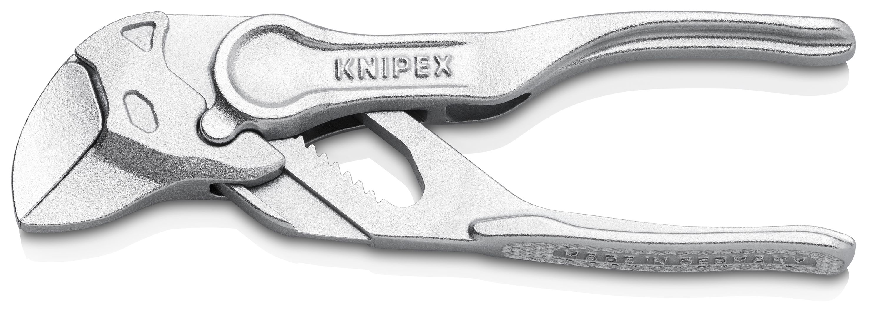 KNIPEX 86 04 100 BK Pliers Wrench XS pliers and a wrench in a single tool 100 mm chrome-plated embossed, rough surface chrome-plated