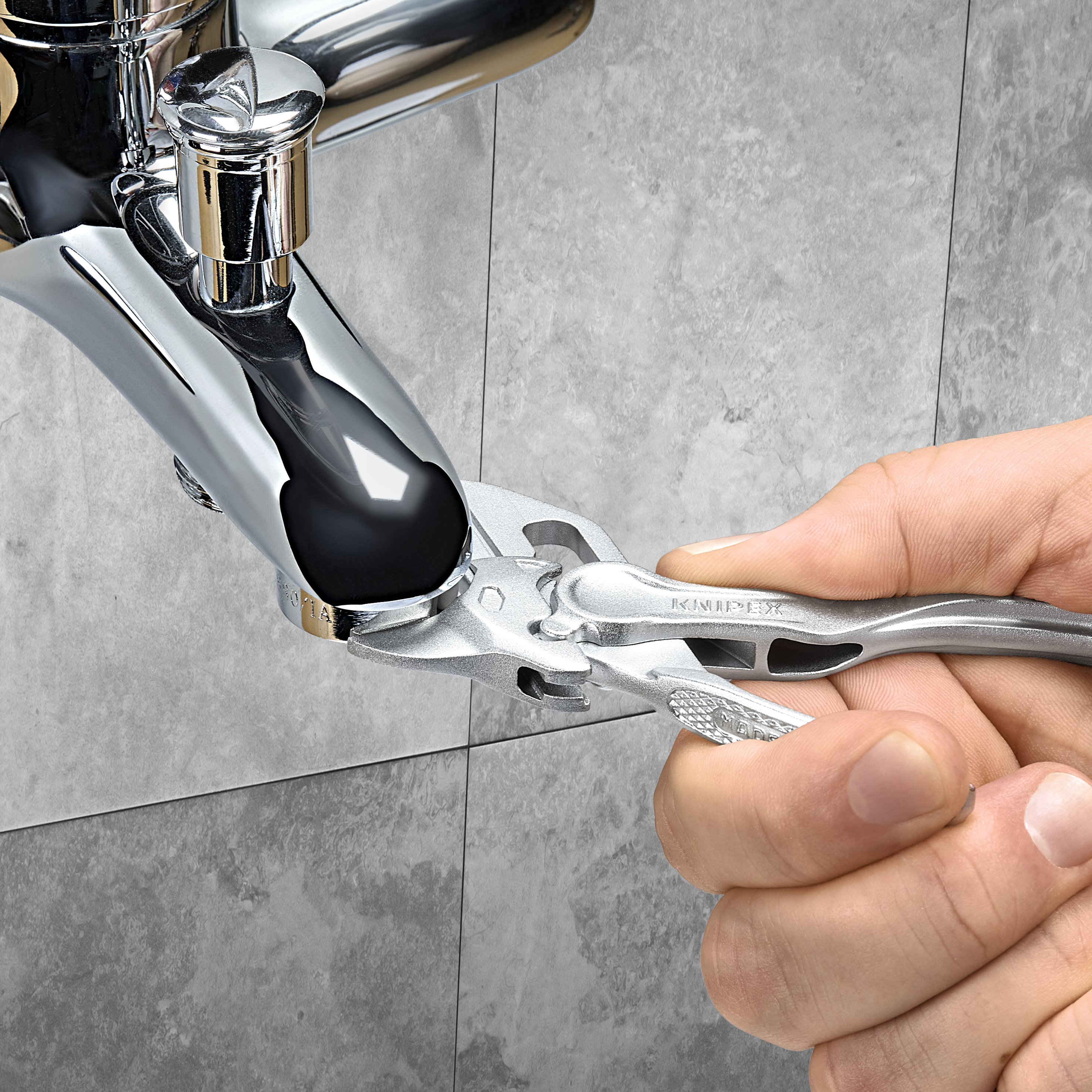 KNIPEX 86 04 100 BK Pliers Wrench XS pliers and a wrench in a single tool 100 mm chrome-plated embossed, rough surface chrome-plated thumbnail 3