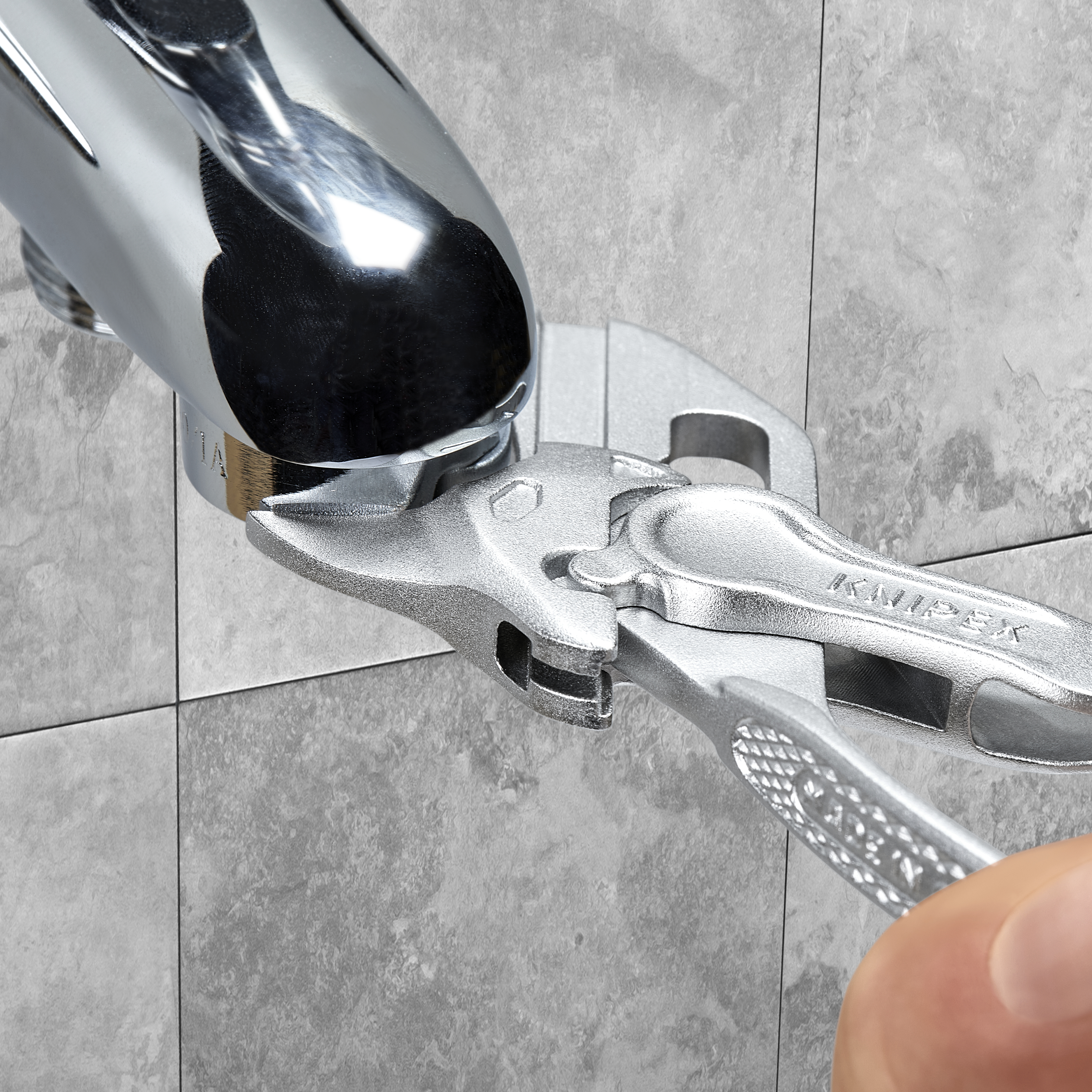 KNIPEX 86 04 100 BK Pliers Wrench XS pliers and a wrench in a single tool 100 mm chrome-plated embossed, rough surface chrome-plated thumbnail 4