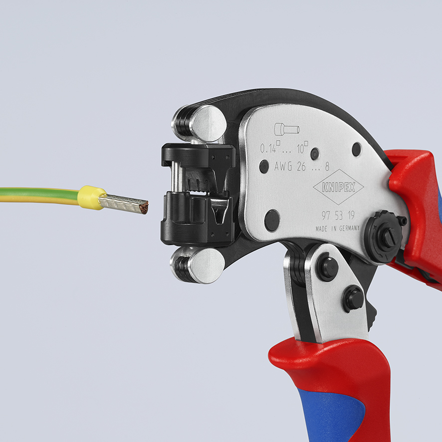 KNIPEX 97 53 19 SB Twistor® T Self-Adjusting Crimping Pliers for wire ferrules with rotatable die head 196 mm chrome-plated with multi-component handles chrome-plated thumbnail 8