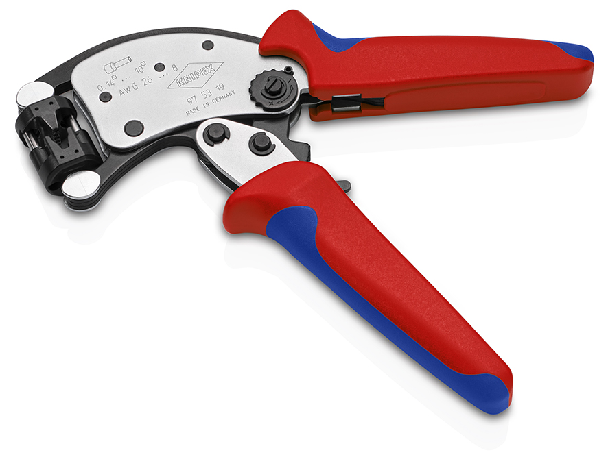KNIPEX 97 53 19 Twistor® T Self-Adjusting Crimping Pliers for wire ferrules with rotatable die head 200 mm chrome-plated with multi-component handles chrome-plated thumbnail 6