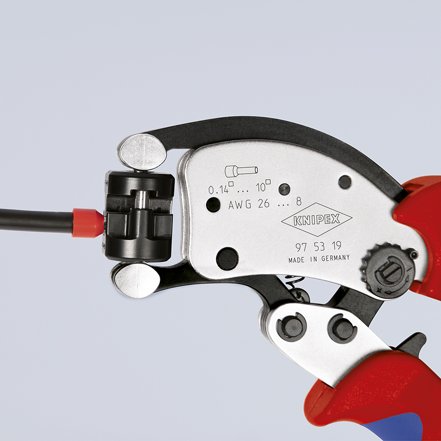 KNIPEX 97 53 19 Twistor® T Self-Adjusting Crimping Pliers for wire ferrules with rotatable die head 200 mm chrome-plated with multi-component handles chrome-plated thumbnail 7